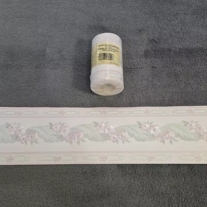 Emiliana Parati Floral Pink Green Wallpaper Border New Sealed Prepasted Vinyl - Main