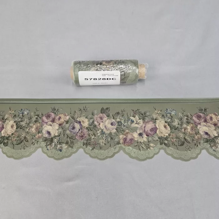 English Country Floral Rose Green Wallpaper Border Prepasted Vinyl New Sealed - Main