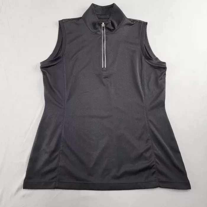 EP NEW YORK Women's M Black Athletic Quarter-Zip Sleeveless Tank Collared - Front