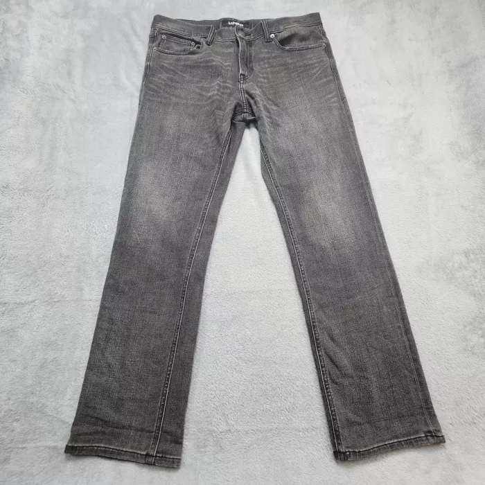 Express Mens Slim Straight Jeans 36x30 Gray 4-Way Stretch Denim Tag 33 - Front
