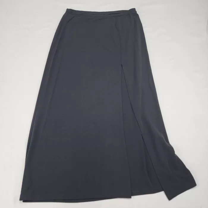 Express Womens Size L Black Maxi Skirt High Side Slit Stretch Knit Pull On - Front
