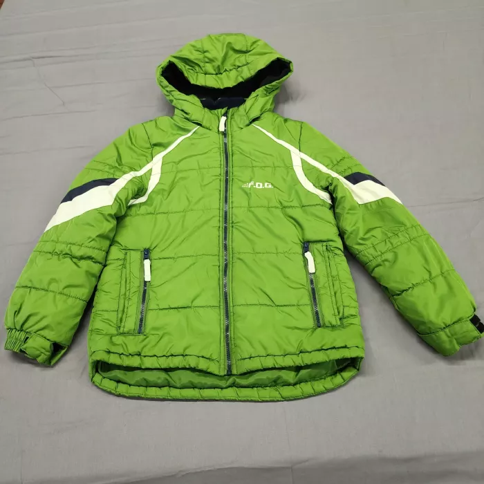 F.O.G. by London Fog Boys M 10-12 Hooded Colorblock Puffer Jacket Green - Front