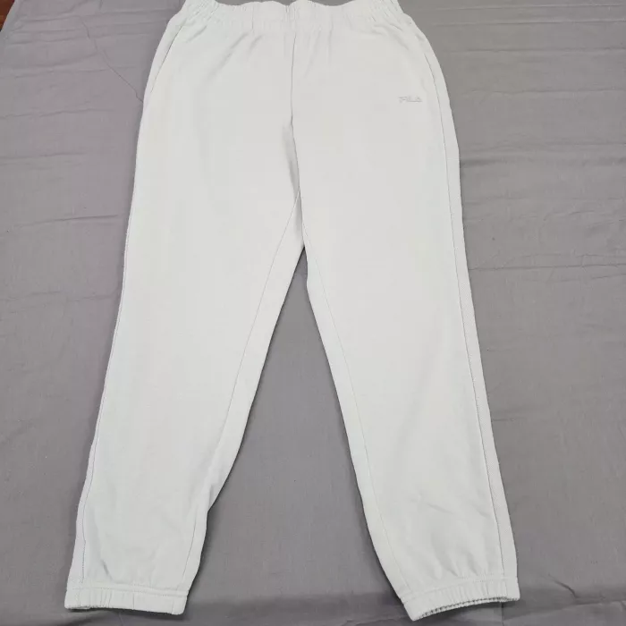 Fila Women's L Light Gray French Terry Jogger Sweatpants Mid Rise Pockets - Front
