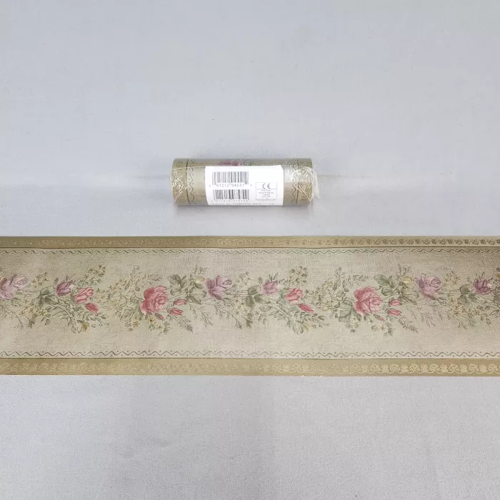 Fine Decor Country Floral Beige Wallpaper Border New Sealed Prepasted Vinyl - Main