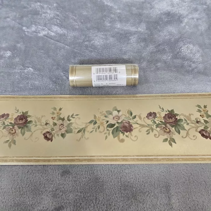 Fine Decor Floral Gold Burgundy Cream Wallpaper Border New Prepasted Vinyl - Main