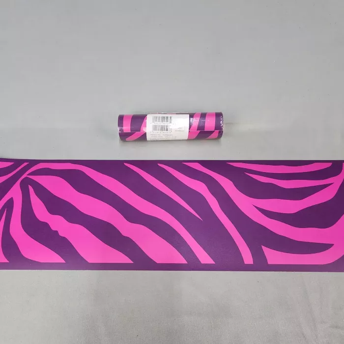 Fine Decor Zebra Stripe Pink Purple Wallpaper Border Sealed Prepasted Vinyl - Main