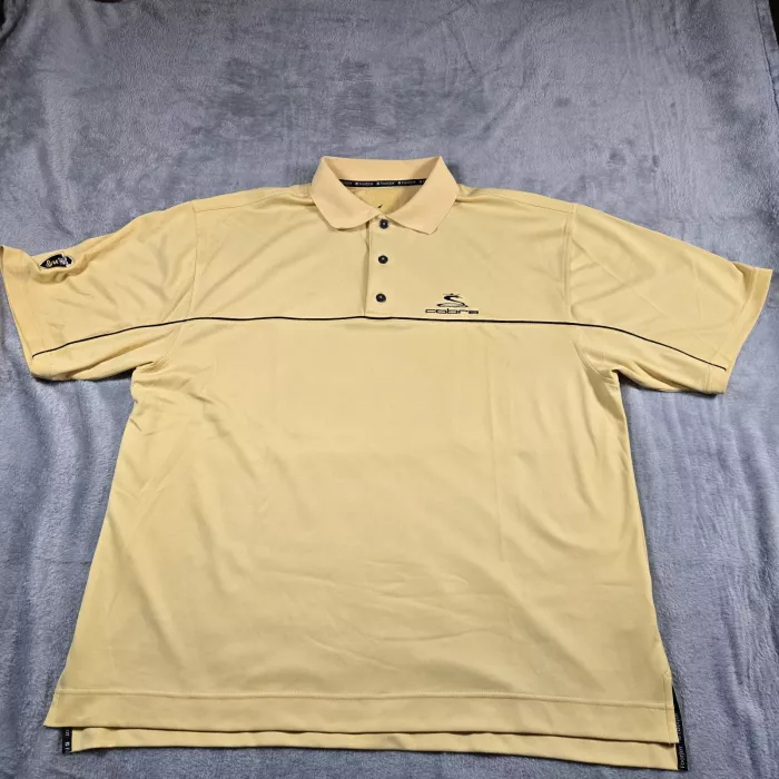 FootJoy Cobra Golf Staff Polo Shirt Mens XXL Yellow Short Sleeve Performance - Front
