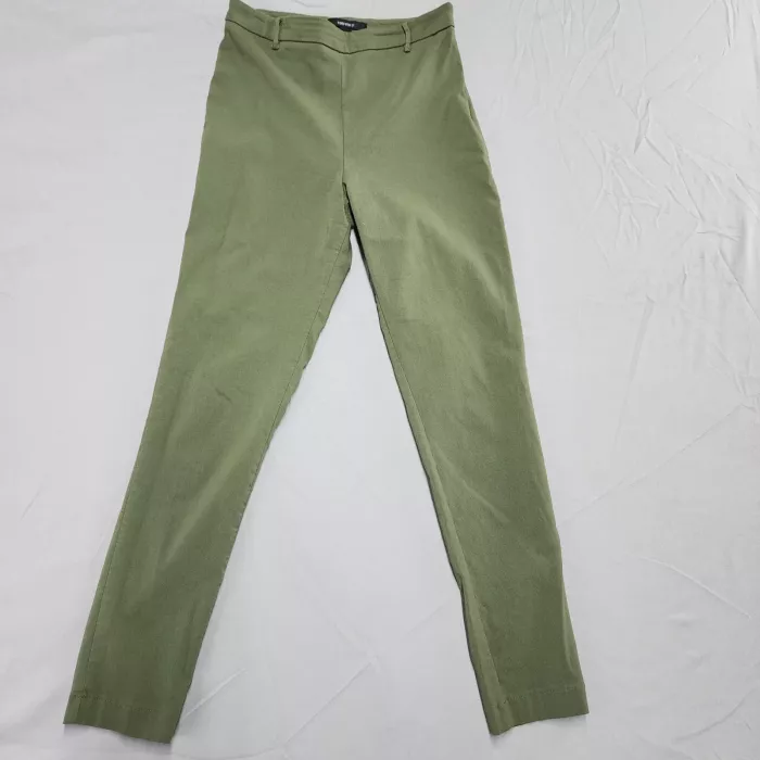 Forever 21 Women's Skinny Pants Size S Olive Green Pull On Mid Rise - Front