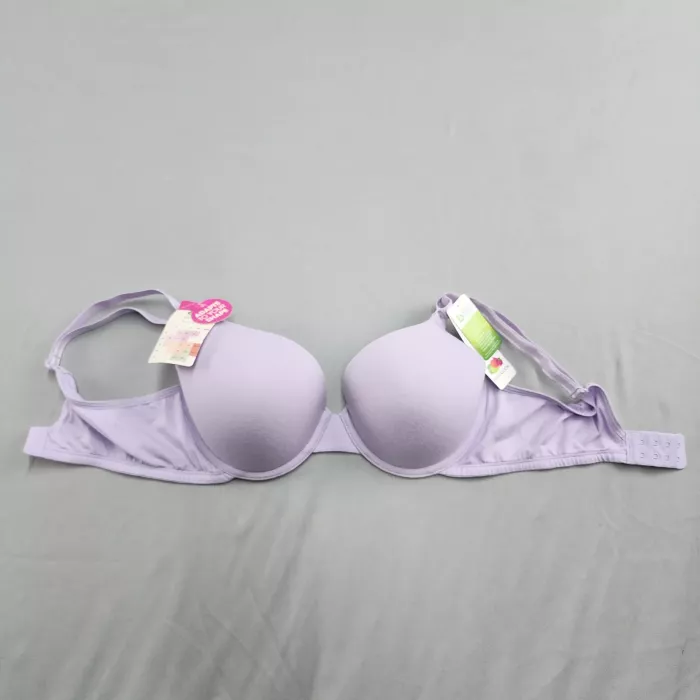 FRUIT OF THE LOOM Bra Women's M Purple T-Shirt Padded Underwire Cotton Blend - Front