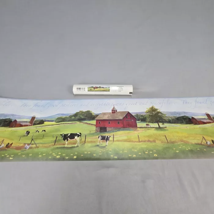 Good Pastures Country Farm Scenic Wallpaper Border Multicolor Pre-pasted New - Main