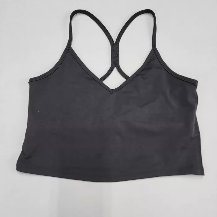 Gottex Womens L Black Athletic Tank Top V-Neck Racerback Cropped Stretch - Front