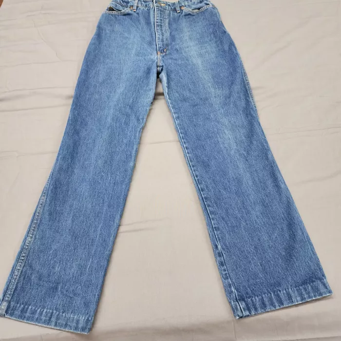 h.i.s Vintage Women's Jeans Size 14 W26 High Rise Straight Leg Blue Cotton - Front