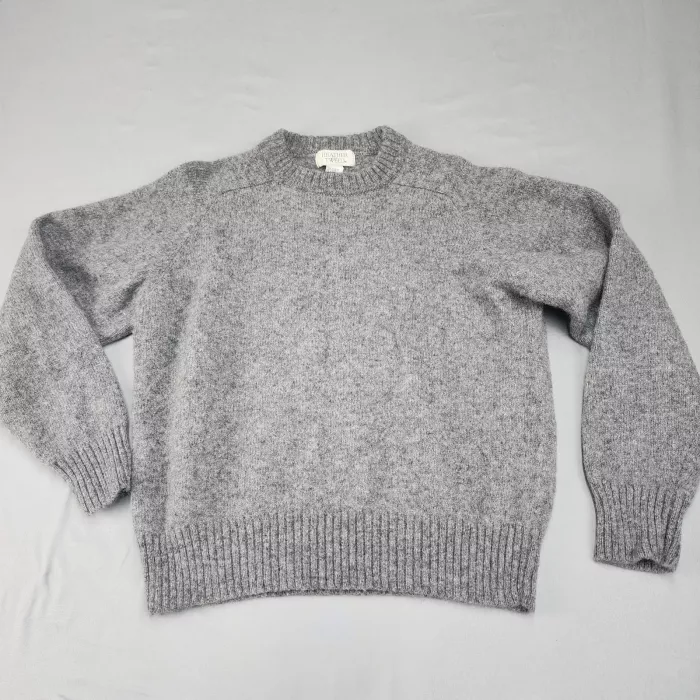 Heather and Tweed Womens Sweater Size M Gray Shetland Wool Crewneck Pullover - Front