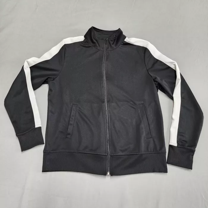 ID Ideology Womens Track Jacket Size M Black White Stripe Full Zip Athletic - Front