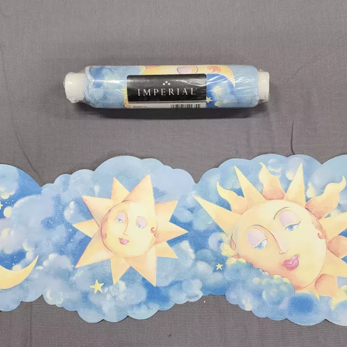 Imperial Celestial Sun Moon Blue Yellow Wallpaper Border Prepasted New Sealed - Main