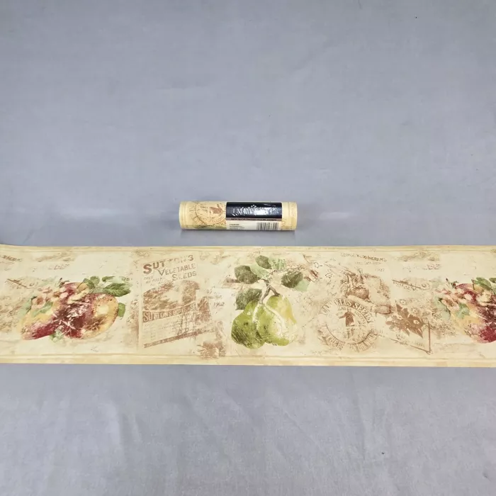 Imperial Country Fruit Seed Beige Wallpaper Border Prepasted Vinyl New Sealed - Main
