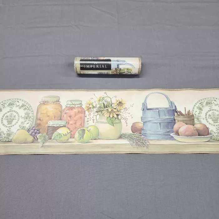 Imperial Country Kitchen Sunflower Fruit Wallpaper Border Prepasted Vinyl New - Main