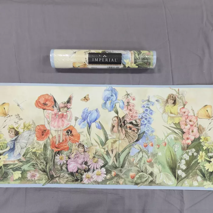 Imperial Fairy Floral Multicolor Wallpaper Border New Sealed Prepasted Nursery - Main