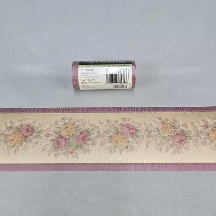 Imperial Floral Gold Wallpaper Border Prepasted Textured Vinyl New Sealed - Main