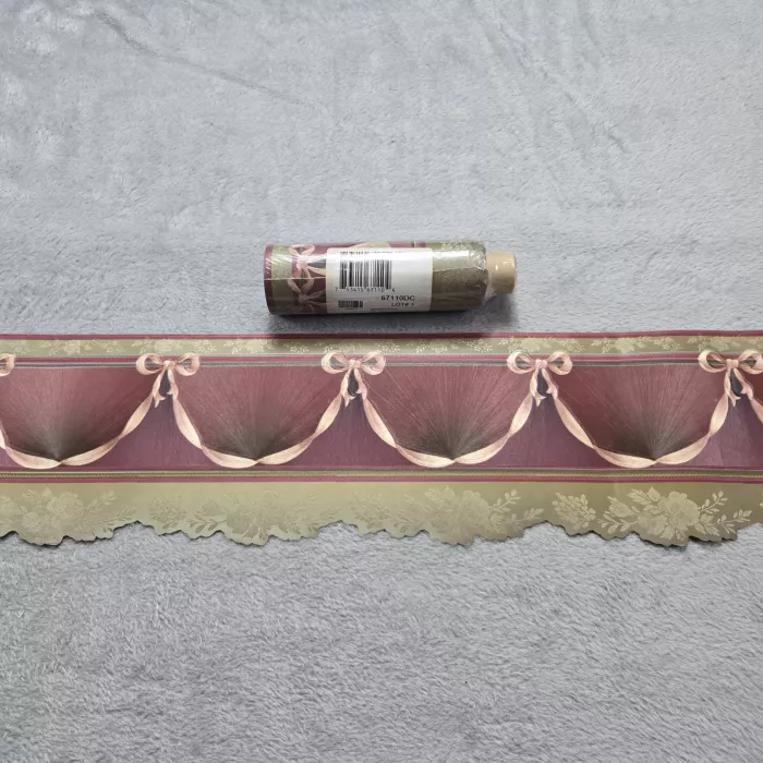 Imperial Floral Swag Burgundy Green Gold Wallpaper Border Prepasted New Sealed - Main