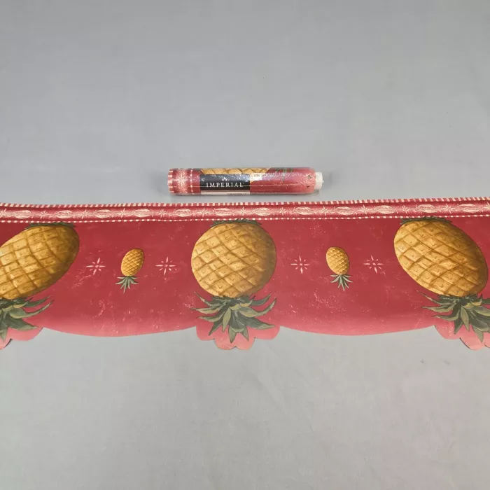 Imperial Pineapple Burgundy Gold Wallpaper Border New Sealed Prepasted Vinyl - Main