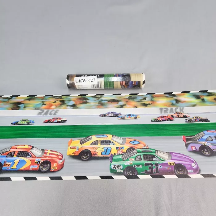 Imperial Race Car Track Kids Wallpaper Border Prepasted Vinyl Multicolor New - Main