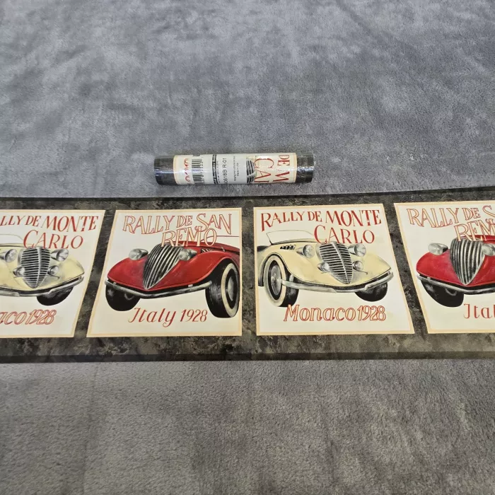 Imperial Vintage Car Rally Retro Border Cream Prepasted Vinyl New Sealed - Main