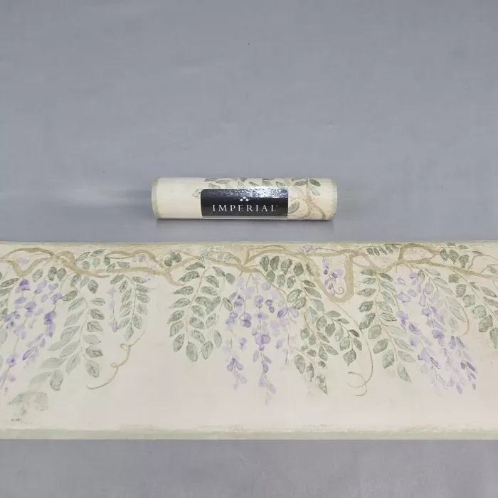 Imperial Wisteria Floral Purple Green Wallpaper Border New Prepasted Vinyl - Main