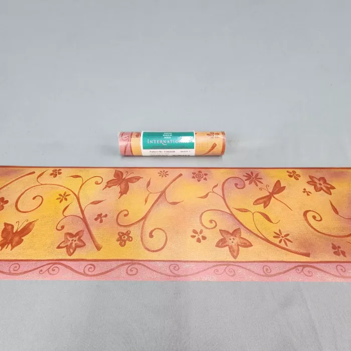 International Floral Yellow Wallpaper Border New Sealed Prepasted Solid Vinyl - Main