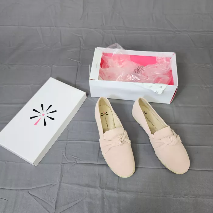 Isaac Mizrahi Live Womens 8.5 Pink Suede Leather Knot Espadrille Slip On Flats - Main