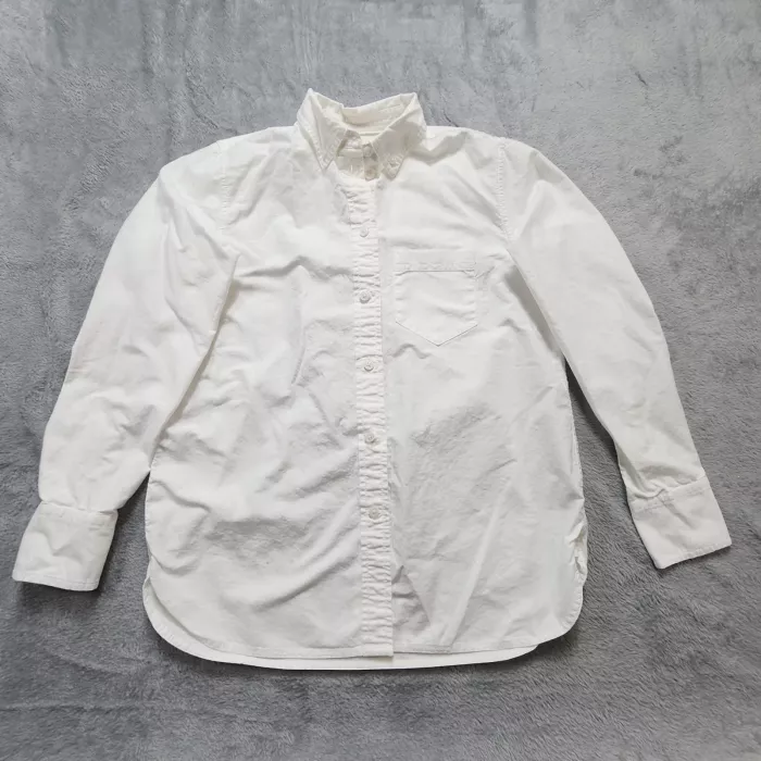 J.Crew Women's Size 2 White Cotton Button-Up Shirt Long Sleeve Classic Pocket - Front