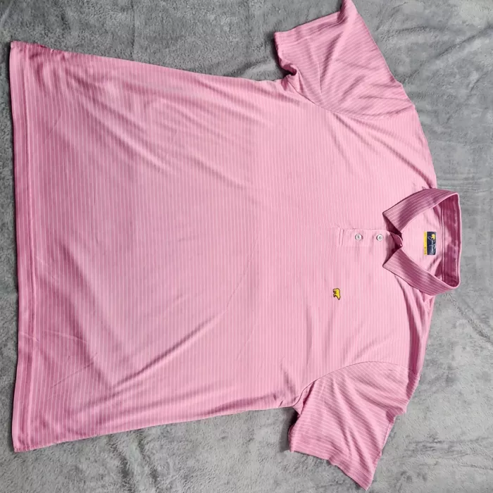 Jack Nicklaus Polo Shirt Men's XXL 2XL Pink Striped Golf Golden Bear Performance - Front