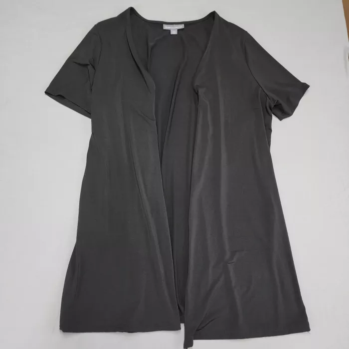 Jessica London Womens Plus 18/20 Black Open Front Cardigan Sweater Short Sleeve - Front