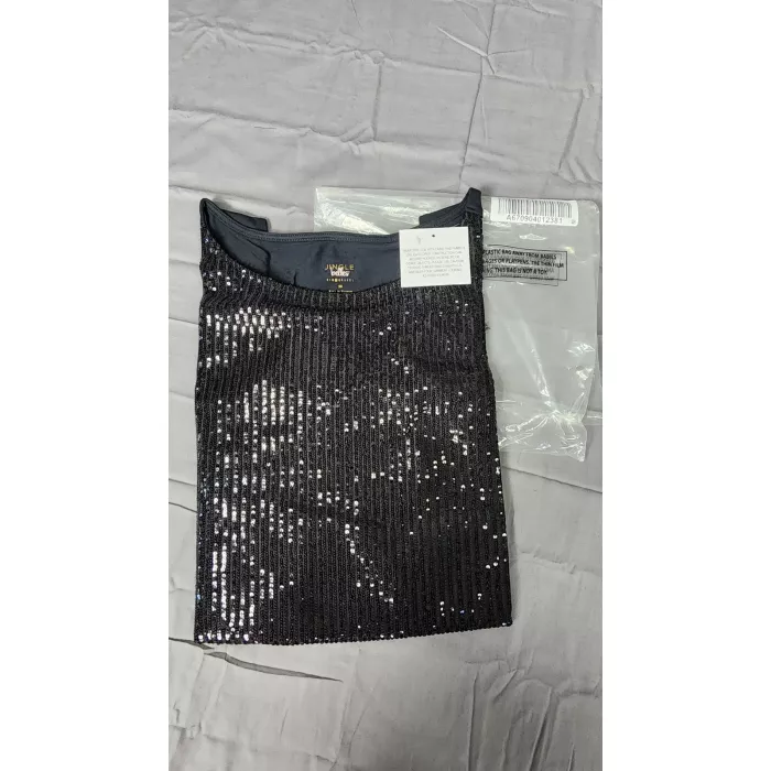Jingle Belles Kim Gravel Tank Top 5X Plus Black Sequin Front Sleeveless Stretch - Main
