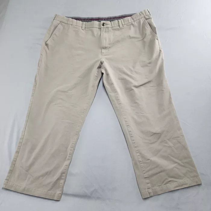 JM Haggar Mens Chino Pants Beige Stretch Mid Rise Cotton Blend Size 44x26 - Front