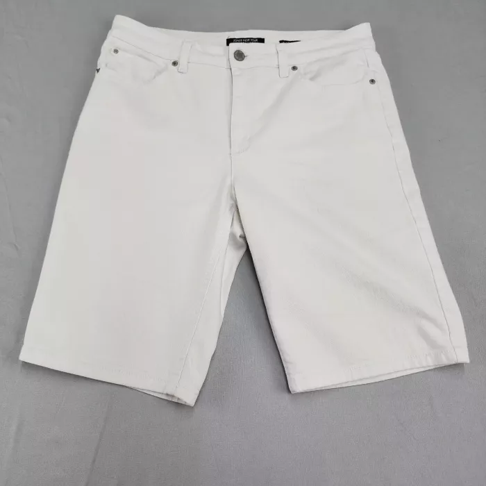JONES NEW YORK SIGNATURE Women's 10 Off-White Bermuda Shorts Mid Rise Waist 31 I - Front