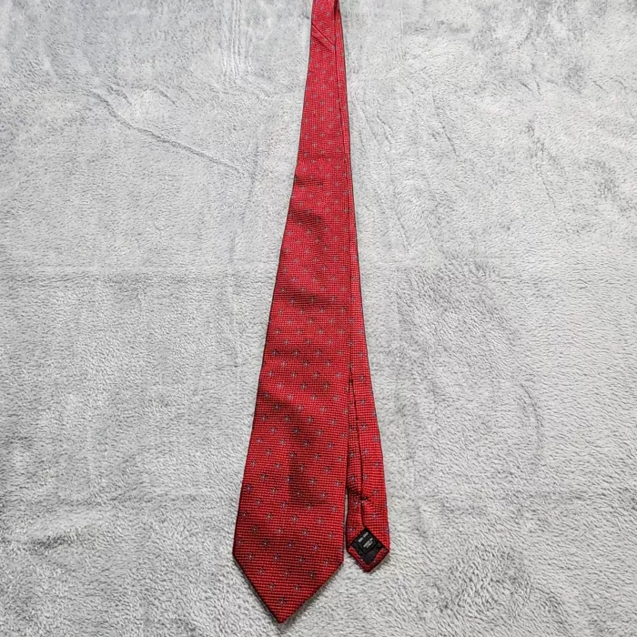 Jos. A. Bank Tie Men's Red Blue Geometric Diamond 100% Silk Made in Italy Woven - Front