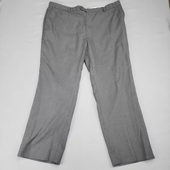 Joseph Feiss Mens Dress Pants 42x30 Gray Flat Front Slacks Wool Blend Mid Rise - Front