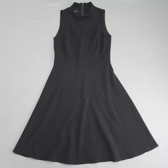 judith & charles Fit & Flare A-Line Mock Neck Sleeveless Dress Black S Knee Leng - Front