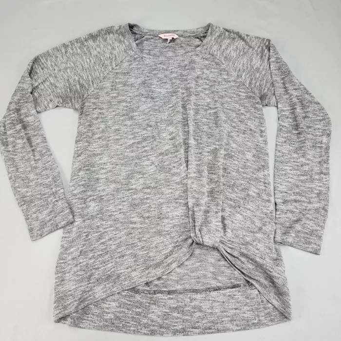 Juicy Couture Twist Front Top Women's XL Heather Gray Long Sleeve Raglan Knit - Front