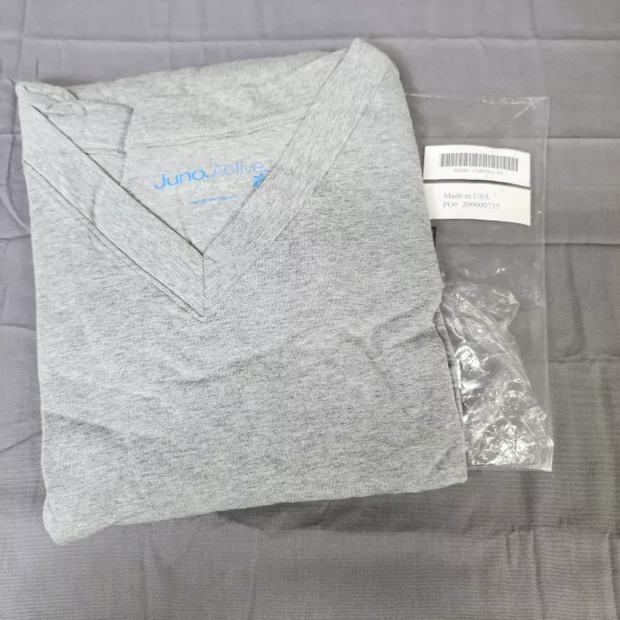 JunoActive Womens 4X Plus Heather Gray V Neck Short Sleeve T Shirt Stretch - Main