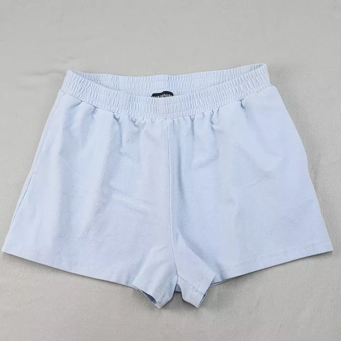 Kittenish Womens L Light Blue Lounge Shorts Elastic Waist Knit Stretch Mid Rise - Front