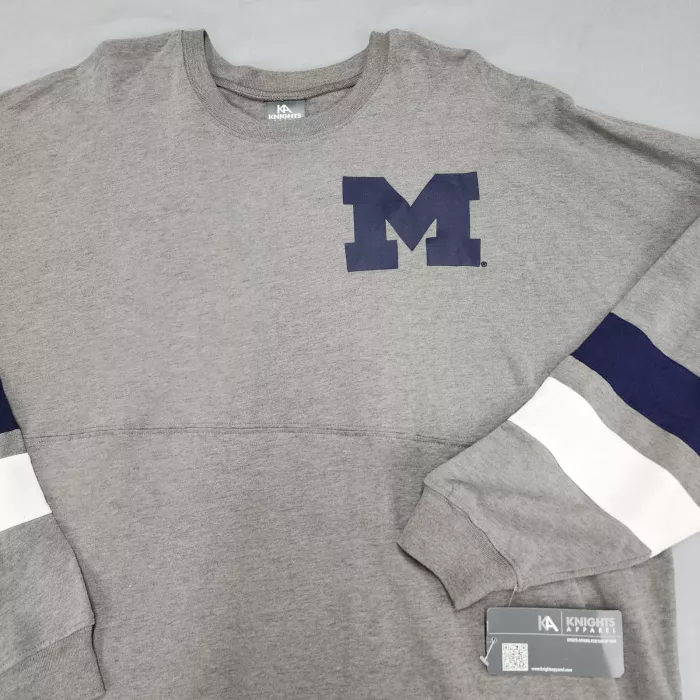 Knights Apparel Michigan Wolverines Long Sleeve T-Shirt Mens XL Gray Striped - Main