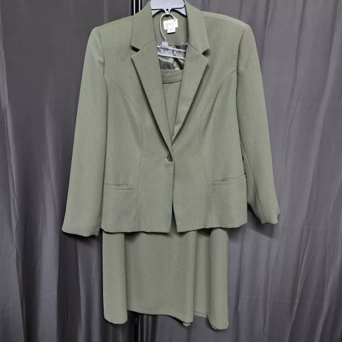Koret Womens Size L Green Skirt Suit Single Breasted Lined Long Sleeve - Main