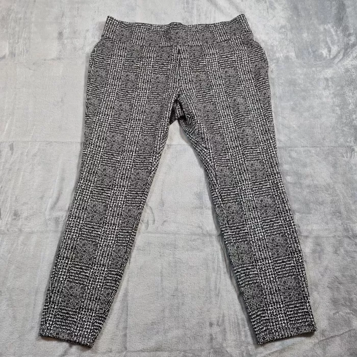 Lands' End Starfish Legging Pants Petite Large L/P 14-16 Black Houndstooth Slim - Front