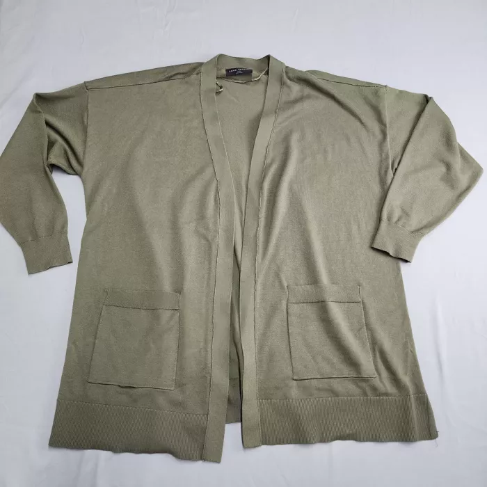 Lane Bryant Cardigan Sweater Womens Plus Size 22/24 Olive Green Open Front Knit - Front