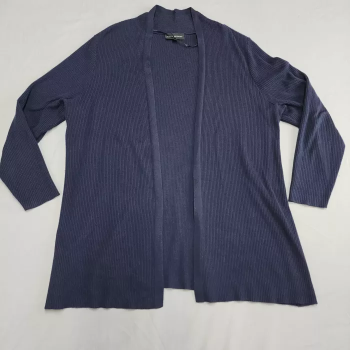 Lane Bryant Plus Size 18/20 Cardigan Sweater Navy Blue Ribbed Open Front - Front