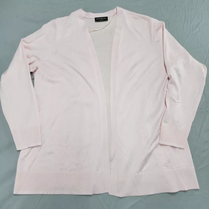 Lane Bryant Plus Size 22/24 Pink Cardigan Sweater Open Front Knit Long Sleeve - Front