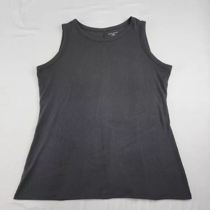 LANE BRYANT Ribbed Tank Top Women's L Gray Scoop Neck Sleeveless - Front