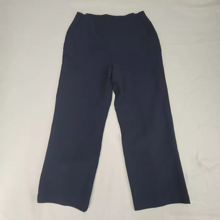 Lauren Ralph Lauren Womens 14P Navy Blue Wool Wide Leg High Rise Pull On Pants - Front